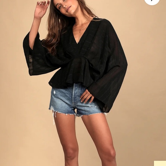 Lulu’s Black Striped Long Sleeve Top - Picture 3 of 4